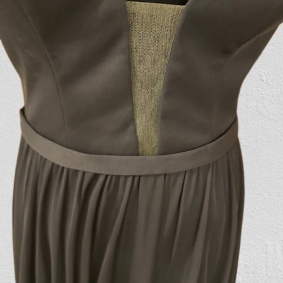 Deep Illusion Neckline A line skirt Bridesmaid Dress - Picture 6 of 16